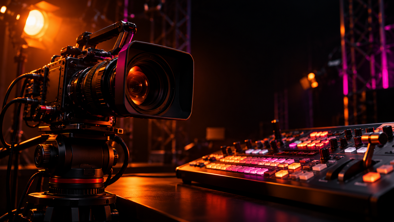 Concept image of an unbranded broadcast camera and switcher